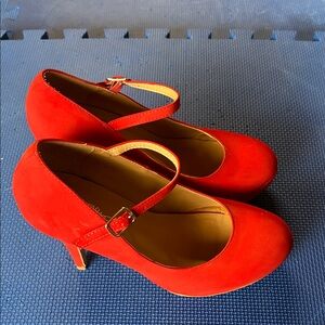 Elegant Red Mary Jane Heels